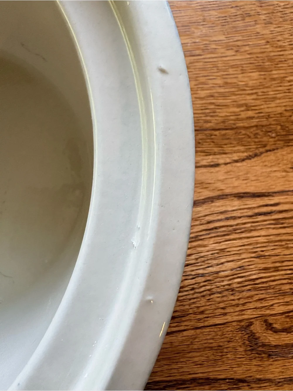 Vintage blue and cream ribbed Rival Crock for crockpot-